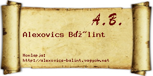 Alexovics Bálint névjegykártya