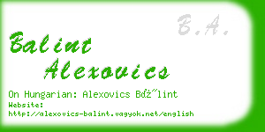 balint alexovics business card